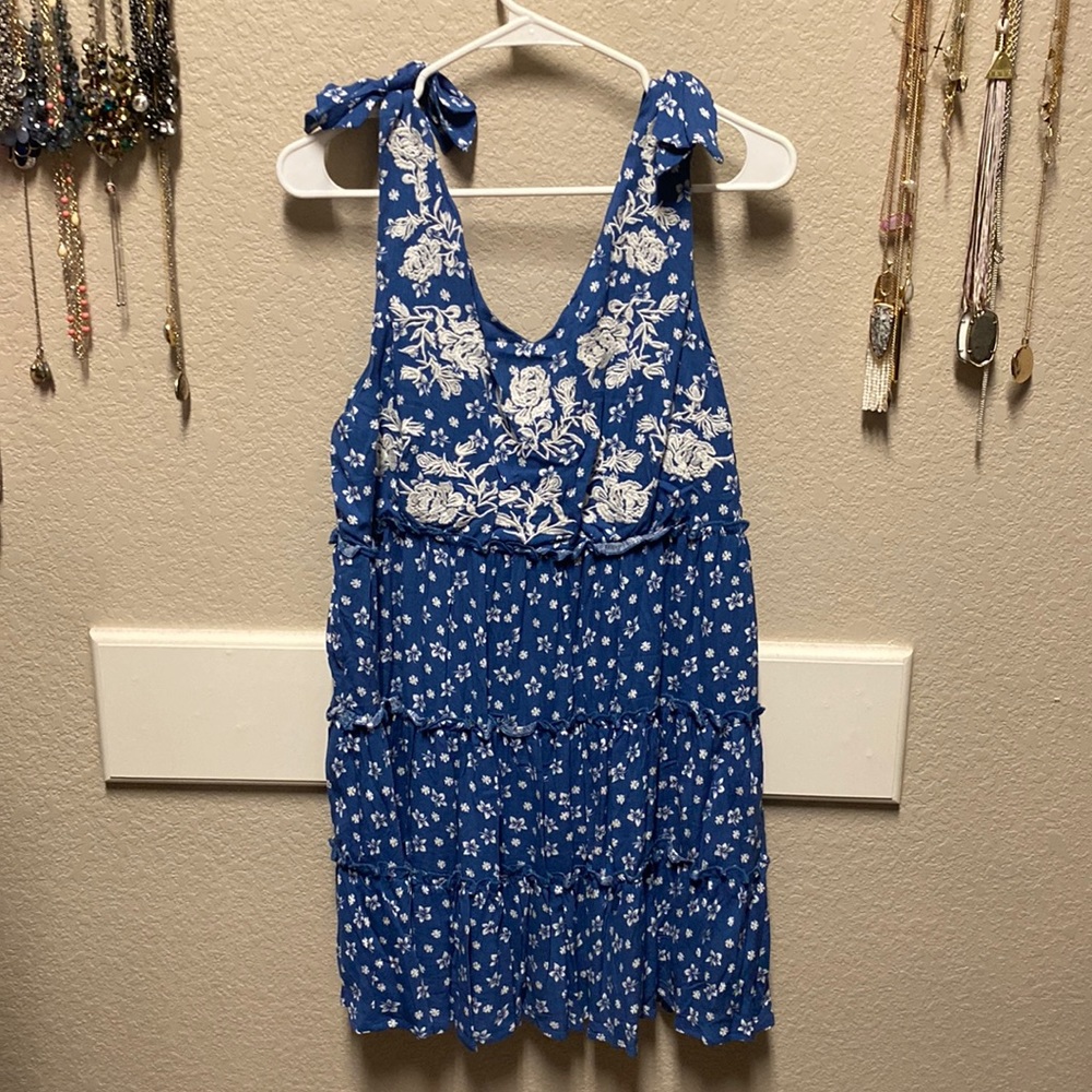 Embroidered Bodice Ruffle Bottom Dress
